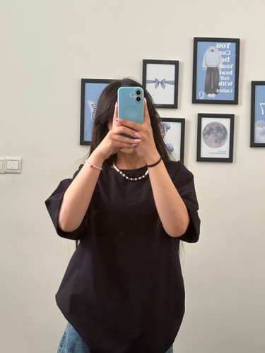 تیشرت بسیک مشکی گرم بالا سایز L